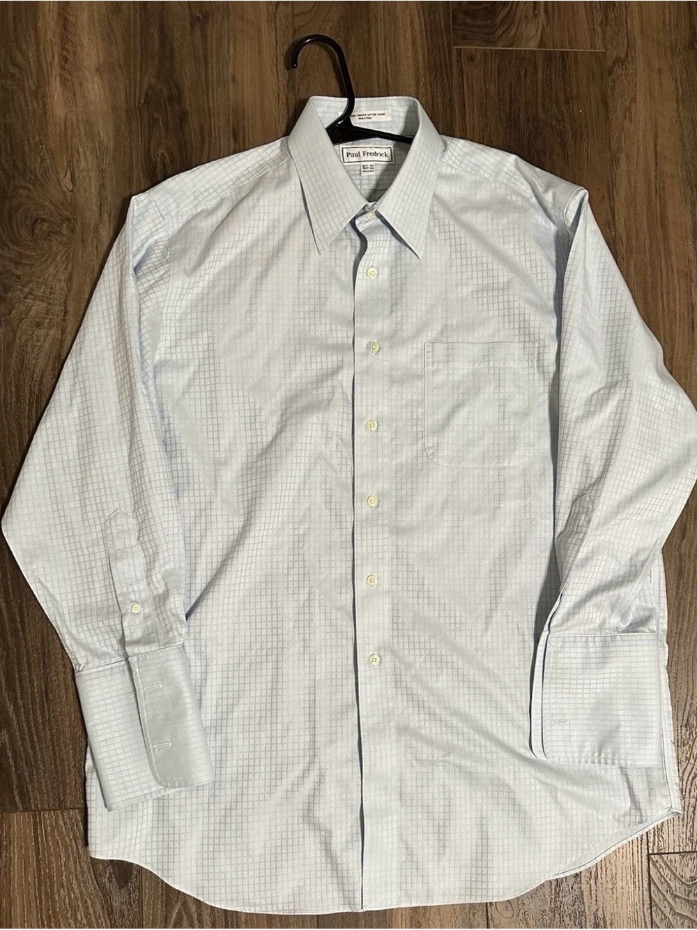 Paul Fredrick Long Sleeve Men’s Dress Shirt 16 1/2 -32 French Cuff Light Blue